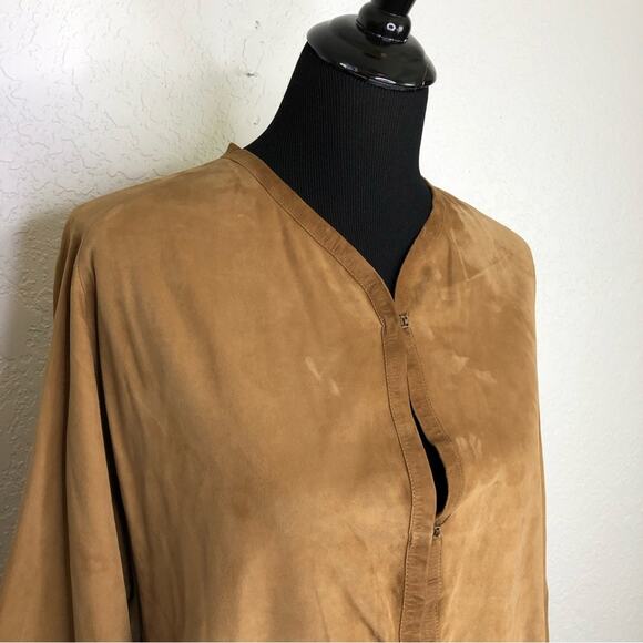 Maje caramel tan brown goat suede hook front popover top size 2 or US 6 - Picture 2 of 16